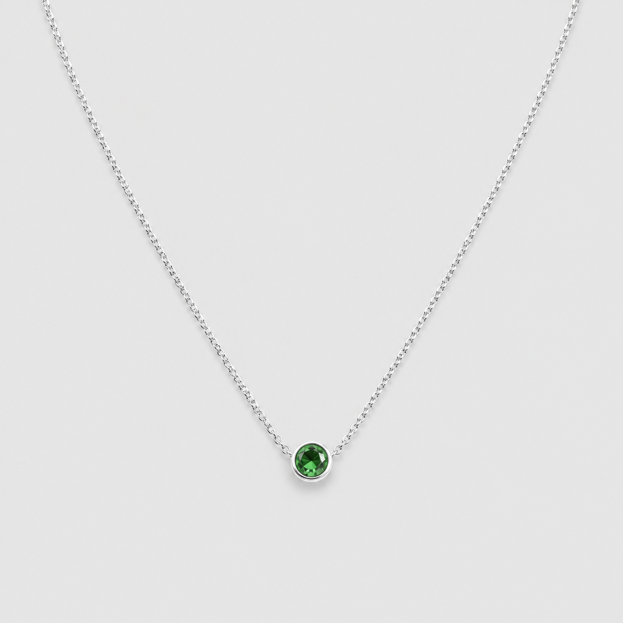 0.5 Ct. Round-Cut Emerald Gemstone Pendant Necklace
