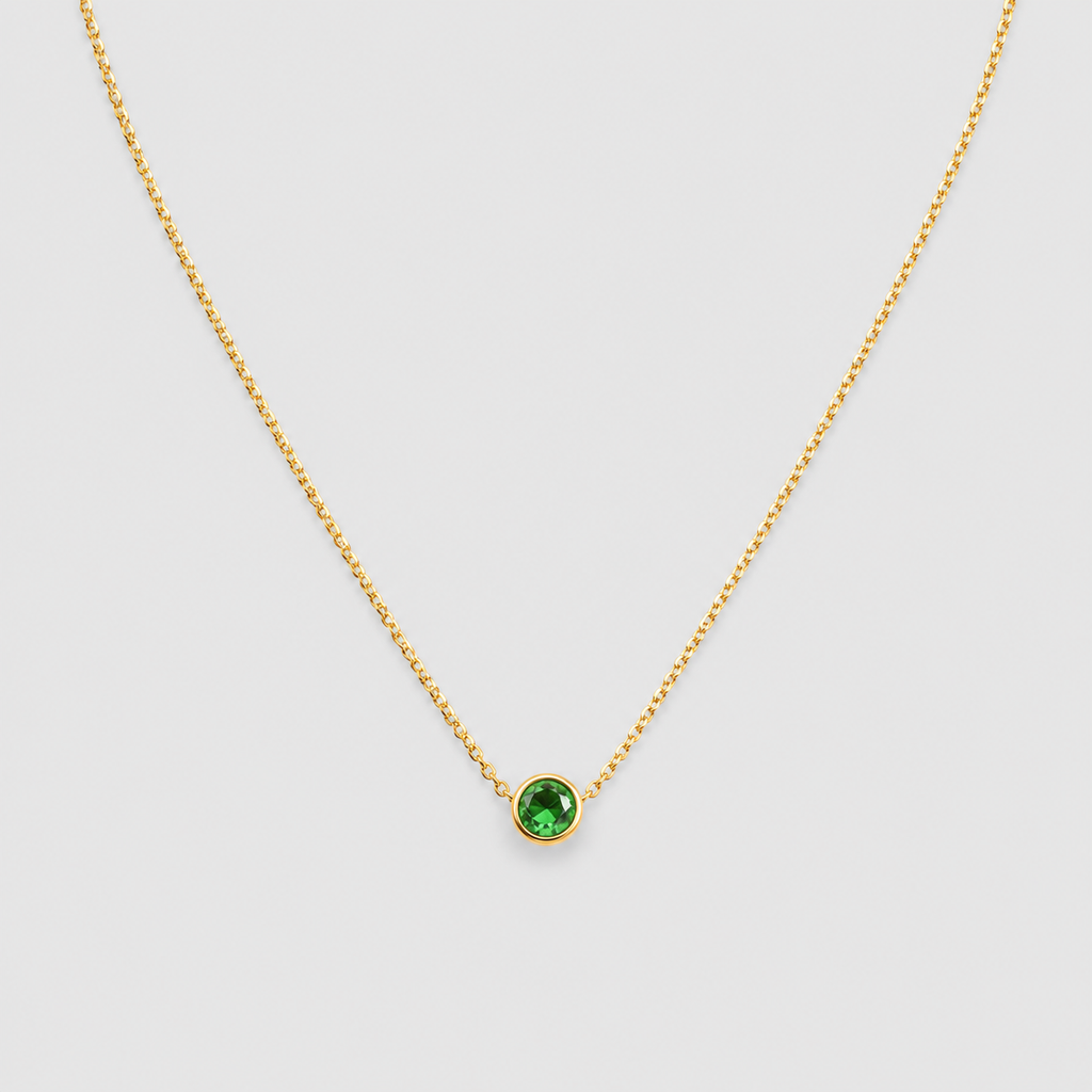 0.5 Ct. Round-Cut Emerald Gemstone Pendant Necklace