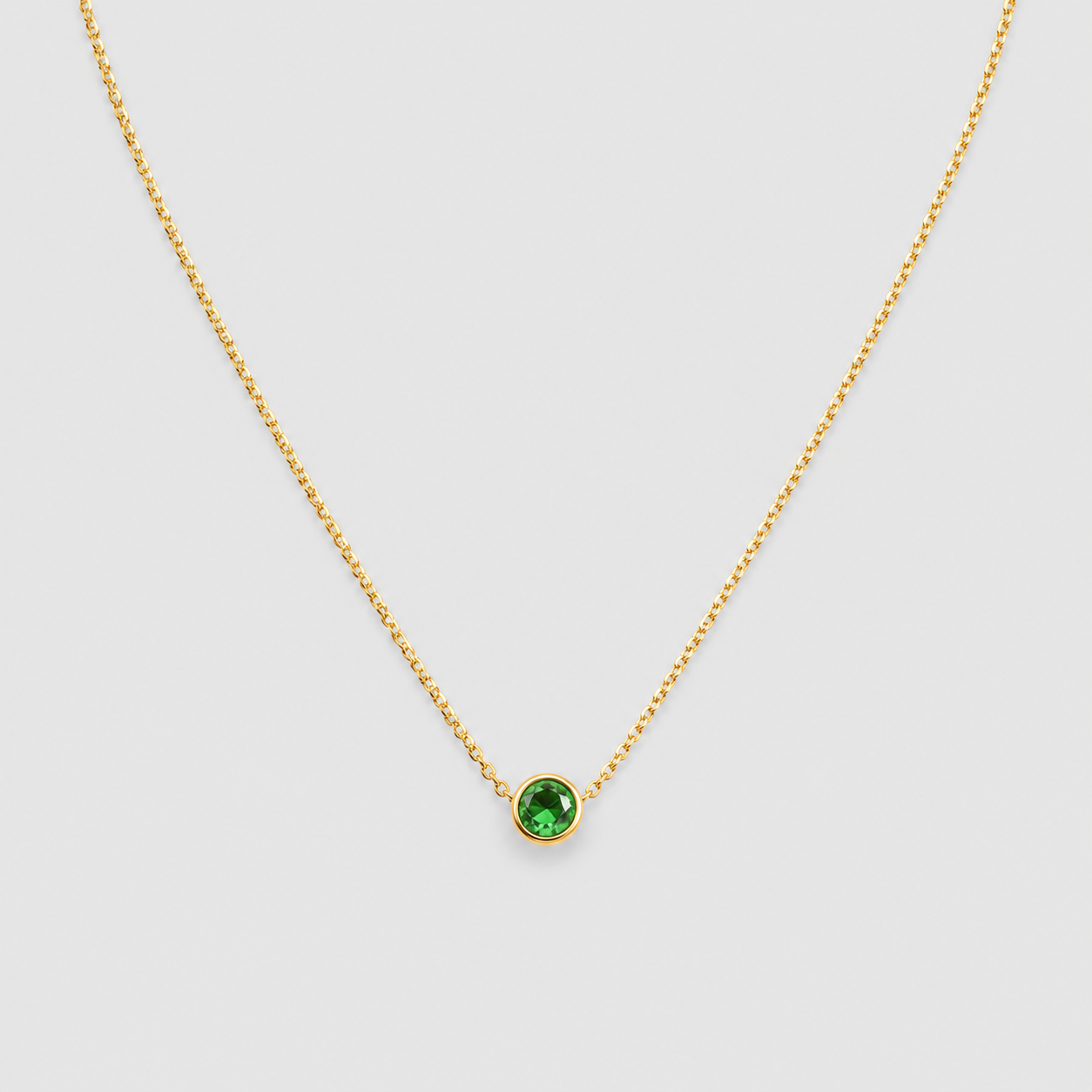 0.5 Ct. Round-Cut Emerald Gemstone Pendant Necklace