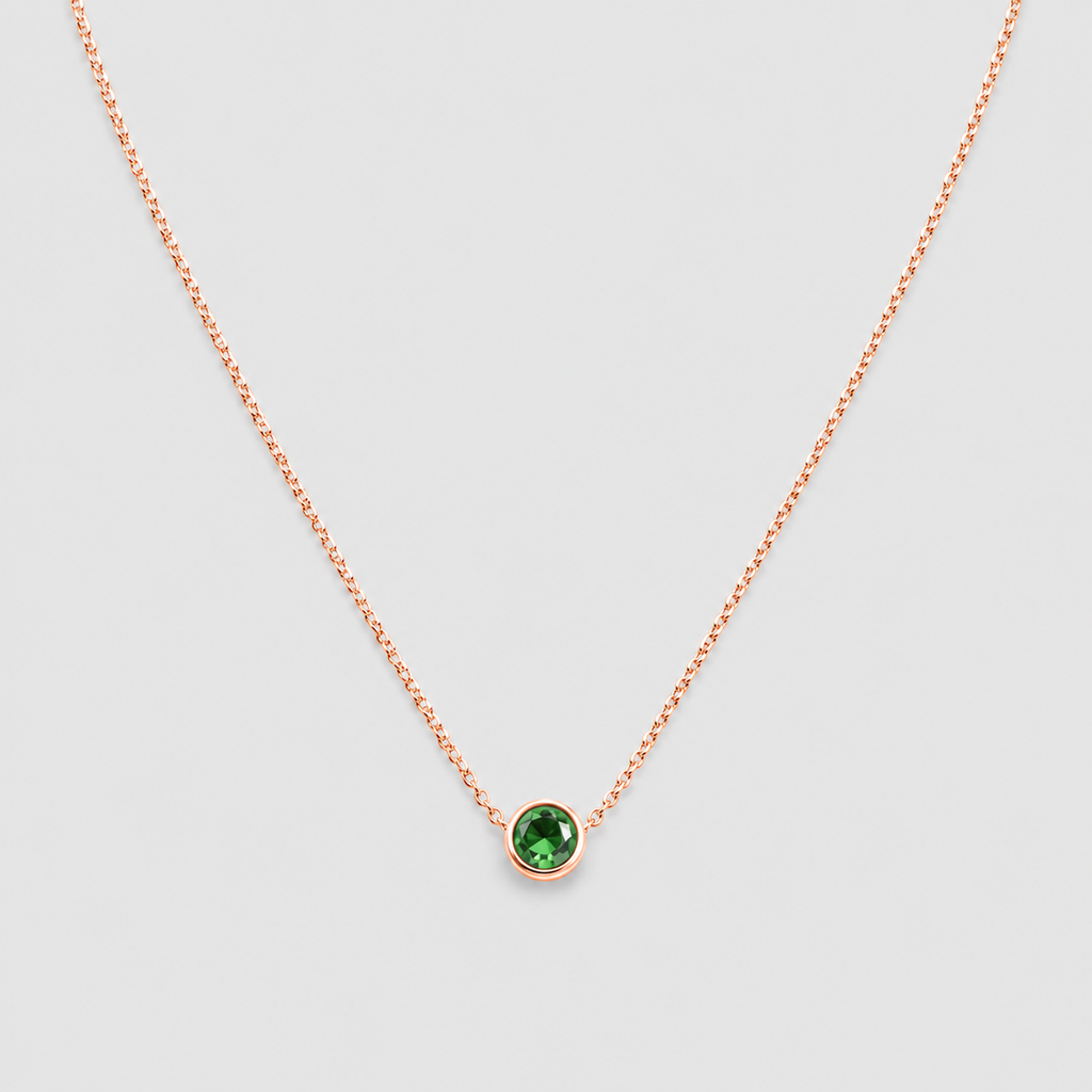0.5 Ct. Round-Cut Emerald Gemstone Pendant Necklace