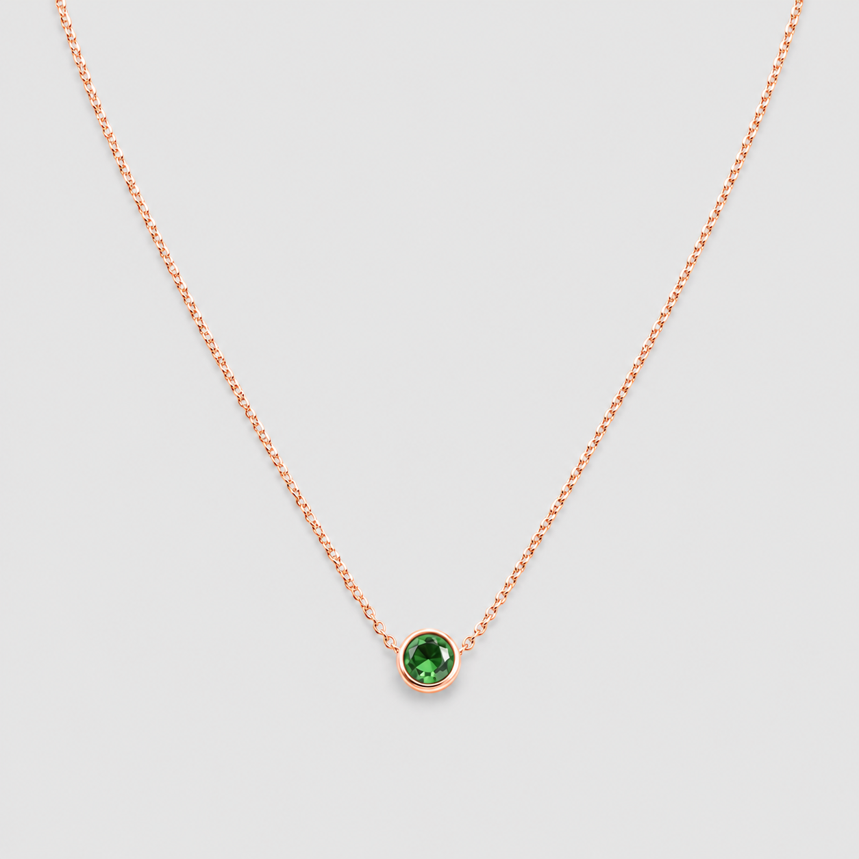 0.5 Ct. Round-Cut Emerald Gemstone Pendant Necklace