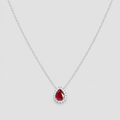 1.30 Ct. Pear Cut Ruby Halo Pendant Necklace with Lab-Grown Diamonds