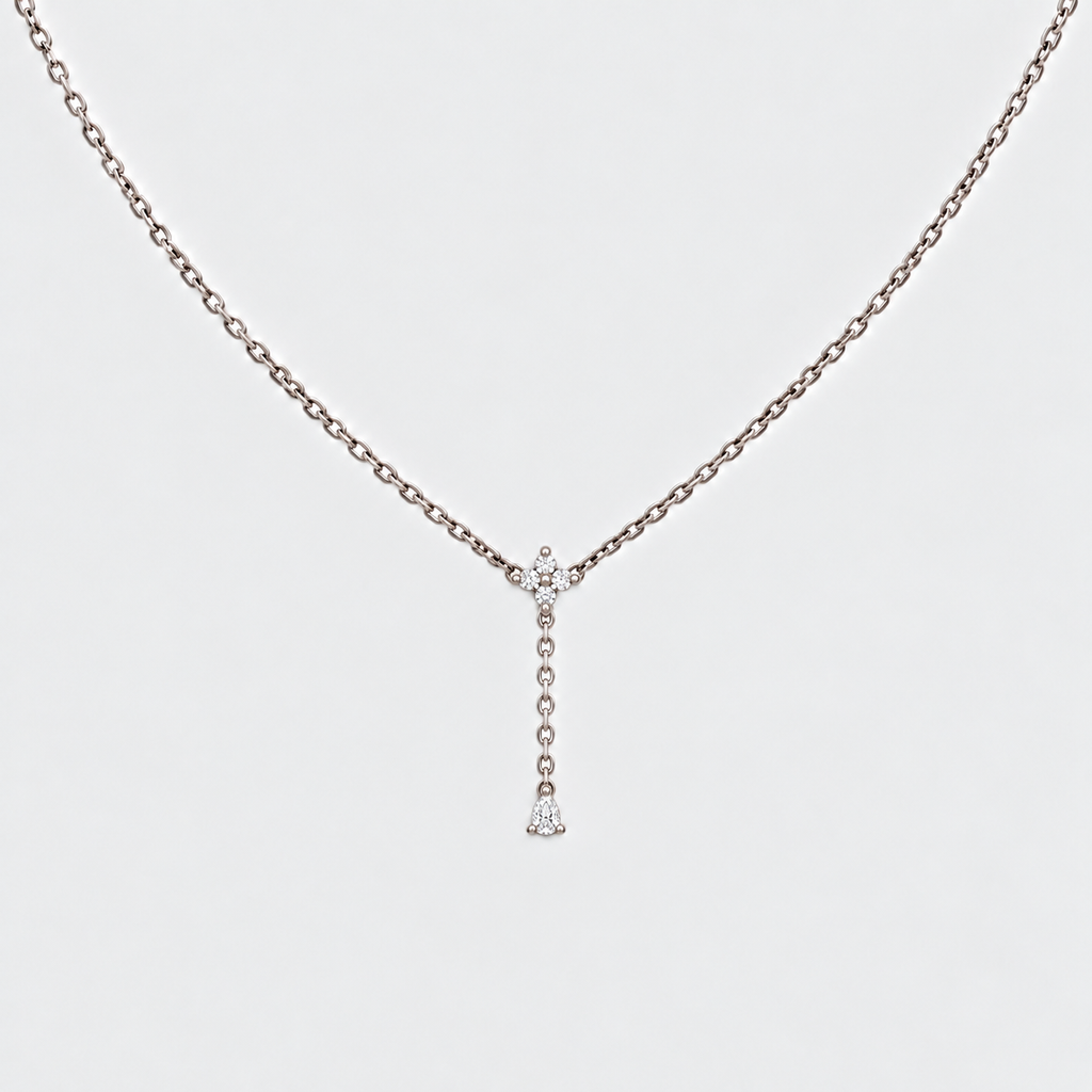Lab Grown Diamond Round & Pear Chain Necklace 0.22 Ct. (EF/VVS-VS)