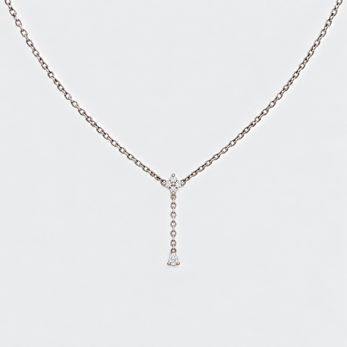 Lab Grown Diamond Round & Pear Chain Necklace 0.22 Ct. (EF/VVS-VS)