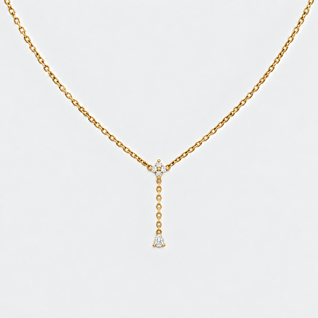 Lab Grown Diamond Round & Pear Chain Necklace 0.22 Ct. (EF/VVS-VS)