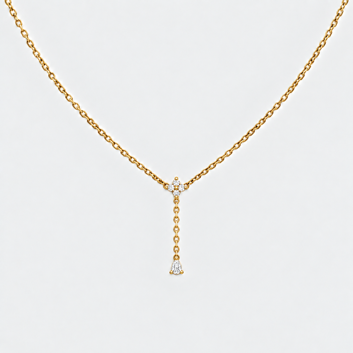 Lab Grown Diamond Round & Pear Chain Necklace 0.22 Ct. (EF/VVS-VS)