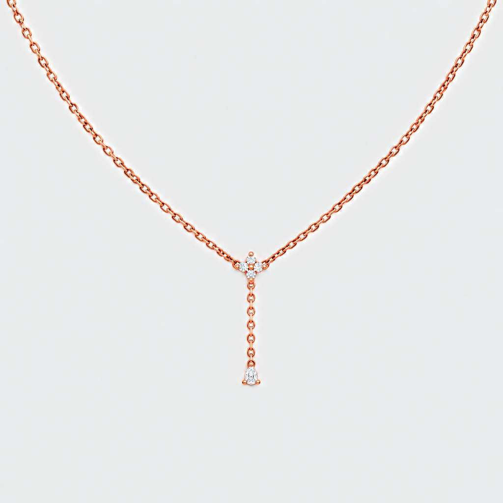 Lab Grown Diamond Round & Pear Chain Necklace 0.22 Ct. (EF/VVS-VS)