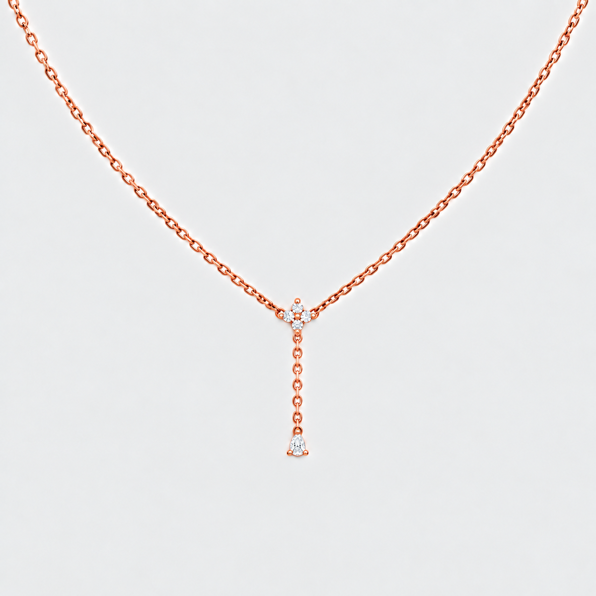 Lab Grown Diamond Round & Pear Chain Necklace 0.22 Ct. (EF/VVS-VS)