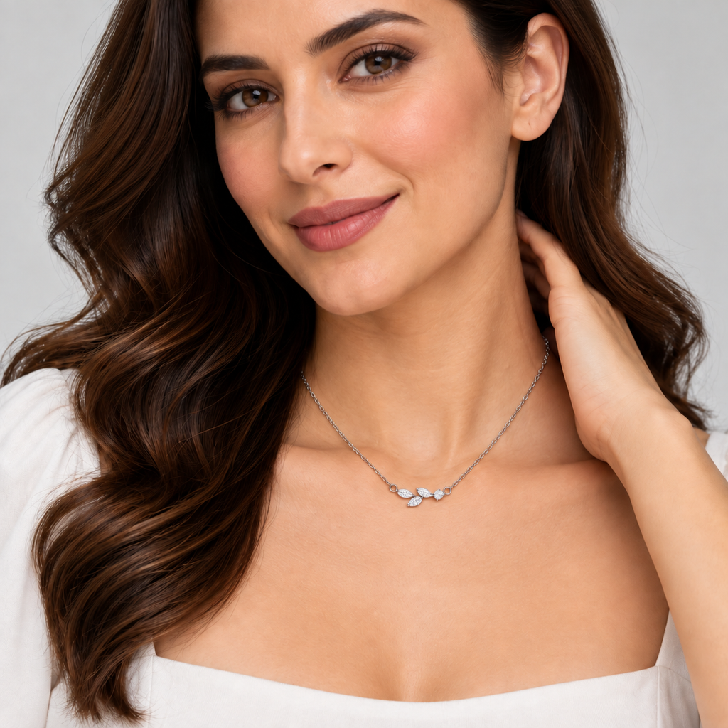 Lab Grown Diamond Marquise & Round Chain Necklace 0.20 Ct. (EF/VVS-VS)
