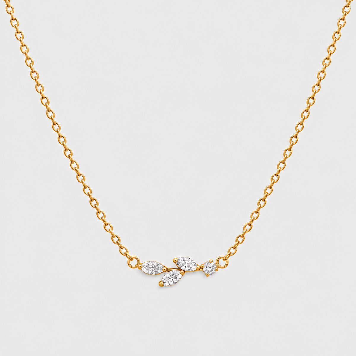 Lab Grown Diamond Marquise & Round Chain Necklace 0.20 Ct. (EF/VVS-VS)