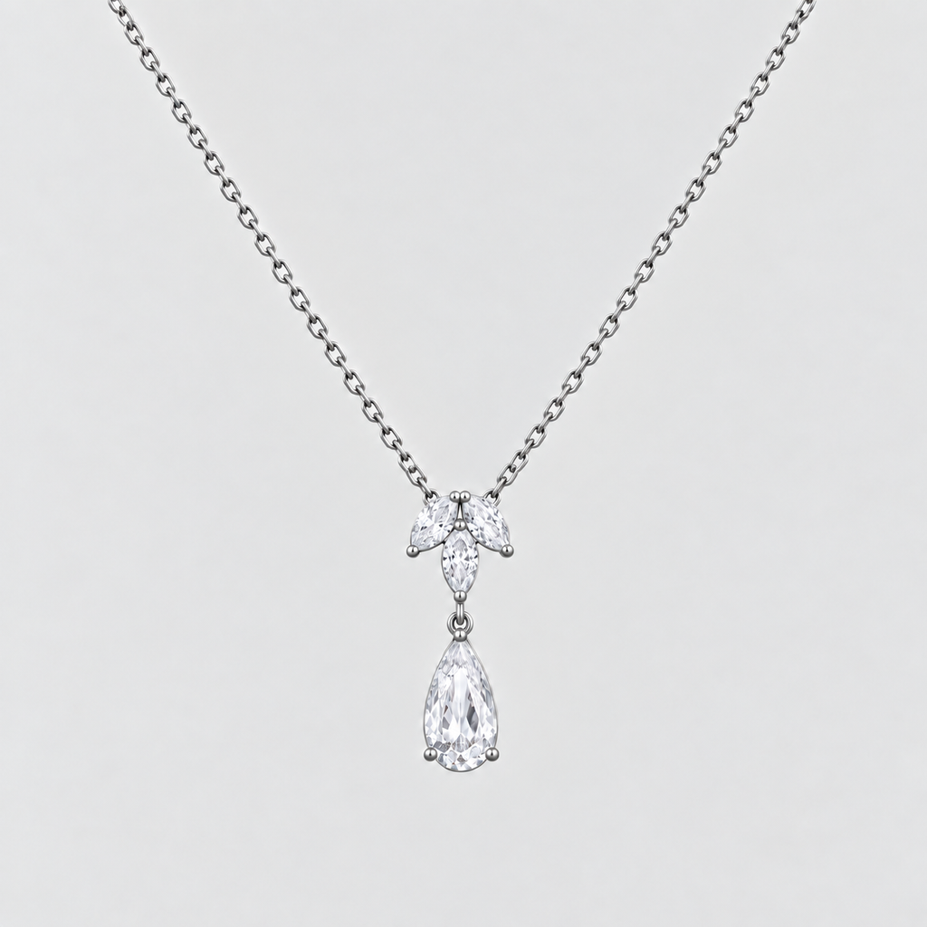 1 Ct. Lab Grown Diamond Marquise & Pear Chain Necklace (EF/VVS-VS)