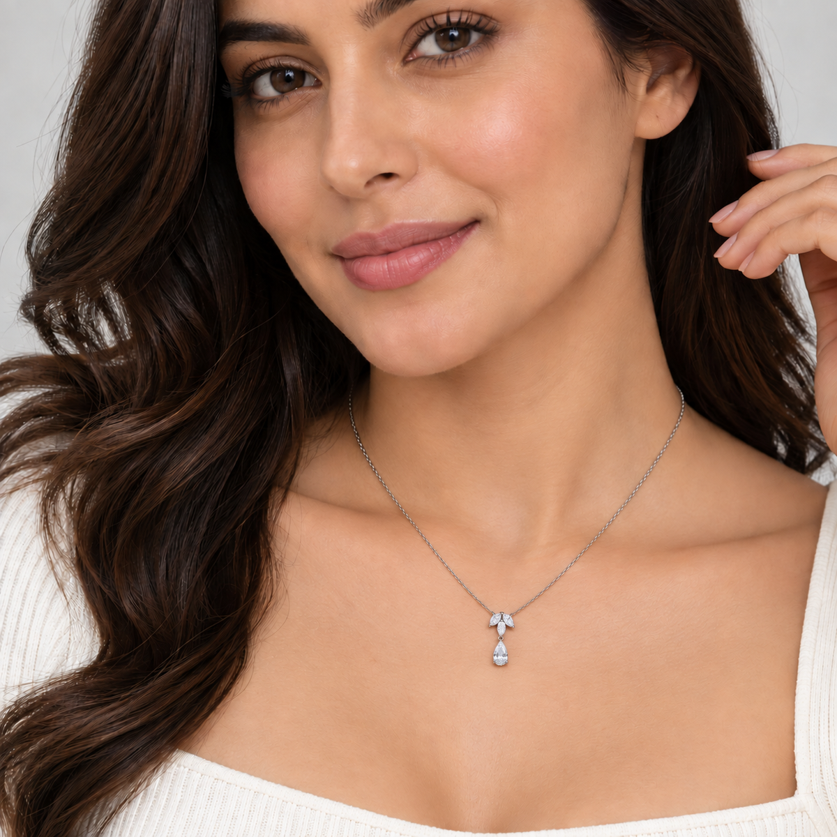 1 Ct. Lab Grown Diamond Marquise & Pear Chain Necklace (EF/VVS-VS)