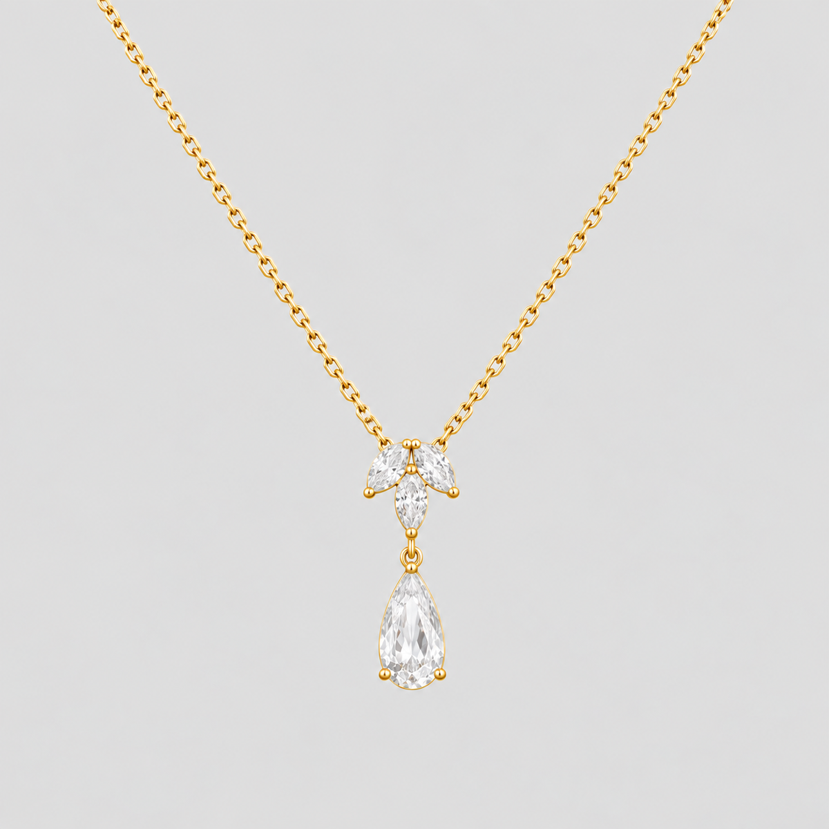 1 Ct. Lab Grown Diamond Marquise & Pear Chain Necklace (EF/VVS-VS)