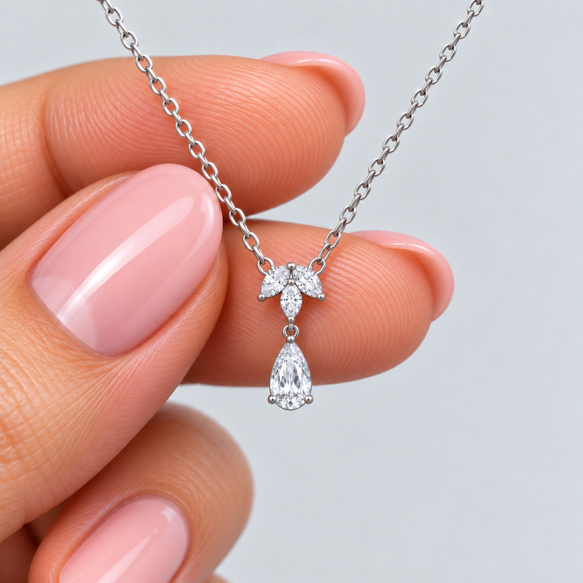1 Ct. Lab Grown Diamond Marquise & Pear Chain Necklace (EF/VVS-VS)