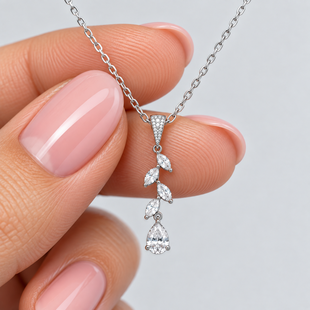 Lab Grown Diamond Chain Necklace Marquise & Pear 0.40 Ct. (EF/VVS-VS)