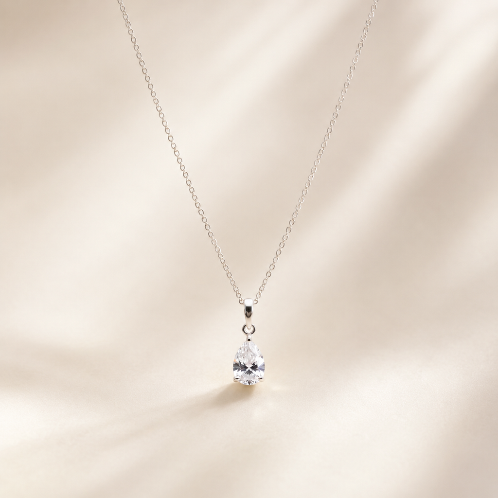 1.00 CT (VS–EF) Pear Cut Lab-Grown Diamond Solitaire Pendant Necklace for Women