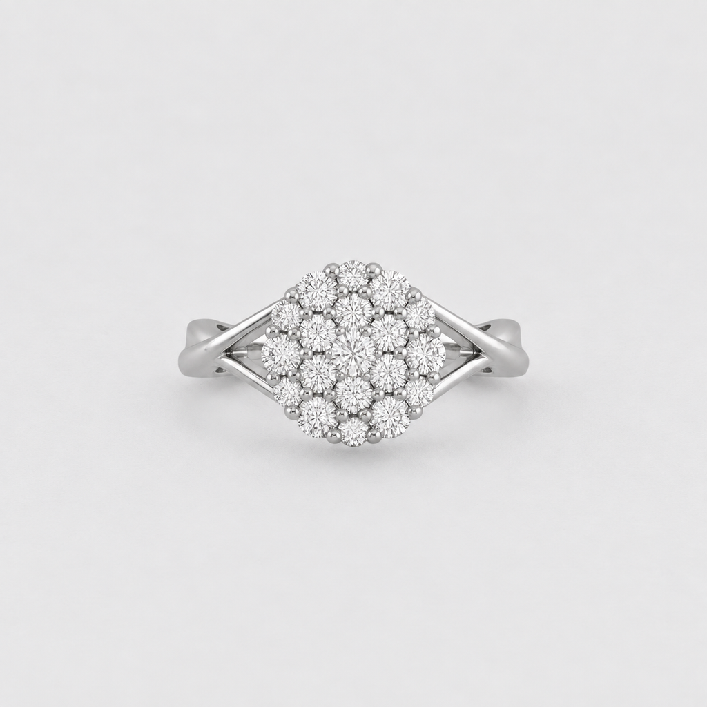 Lab Grown Round Cut Diamond Cluster Ring 0.30 Ct. (EF/VVS-VS)