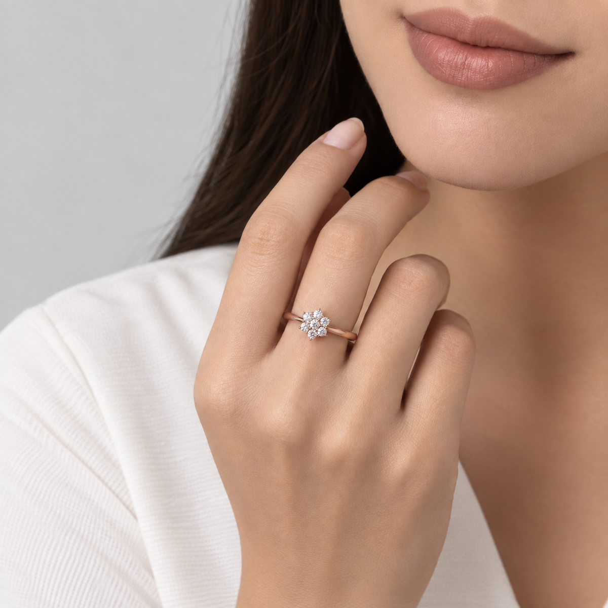 Lab Grown Diamond Cluster Round Cut Ring 0.60 Ct. (EF/VVS-VS)