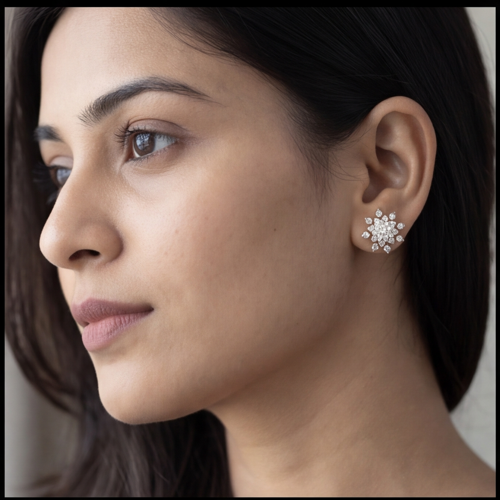 0.80 Ct. Lab Grown Diamond Round Cut Cluster Earrings (EF-VS)