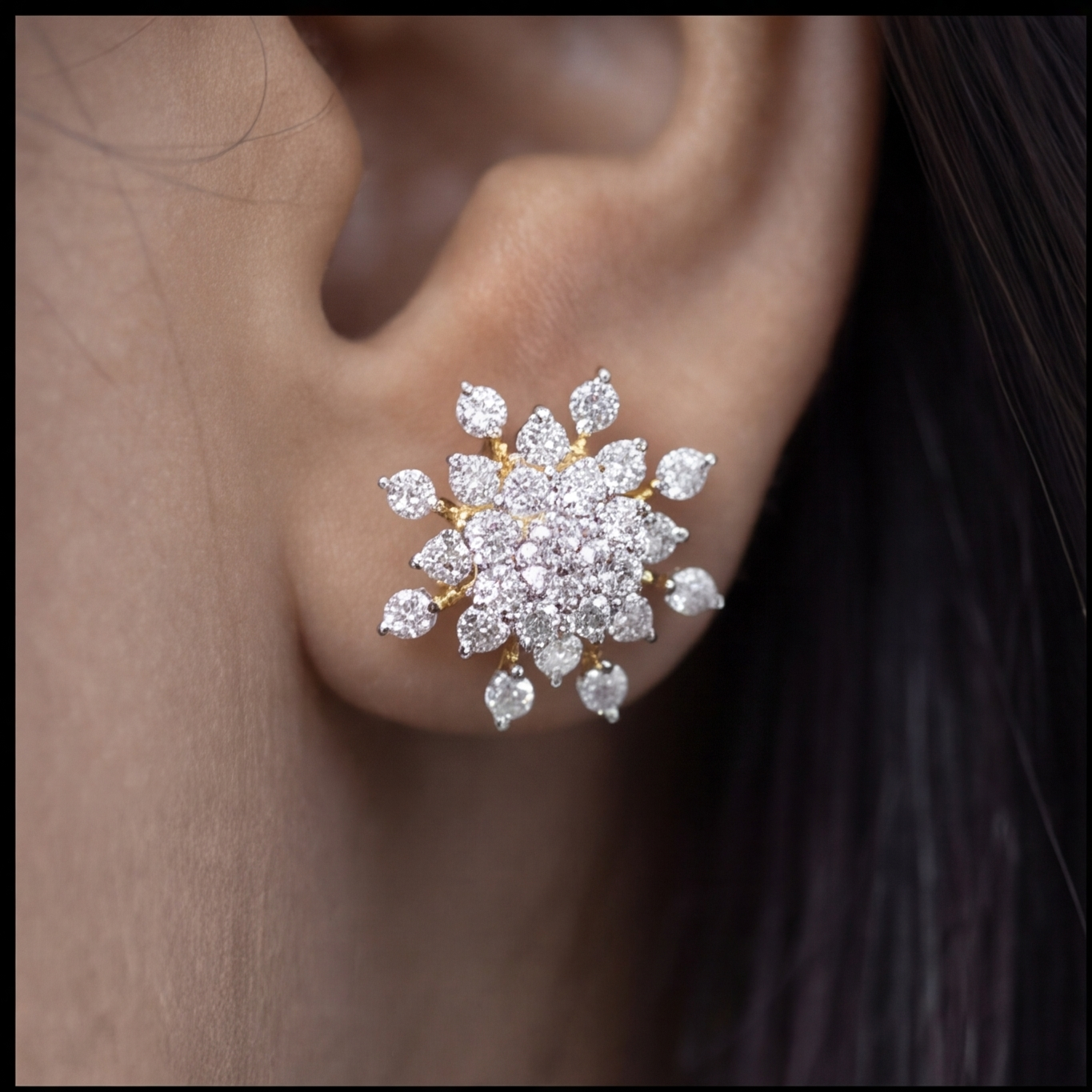0.80 Ct. Lab Grown Diamond Round Cut Cluster Earrings (EF-VS)