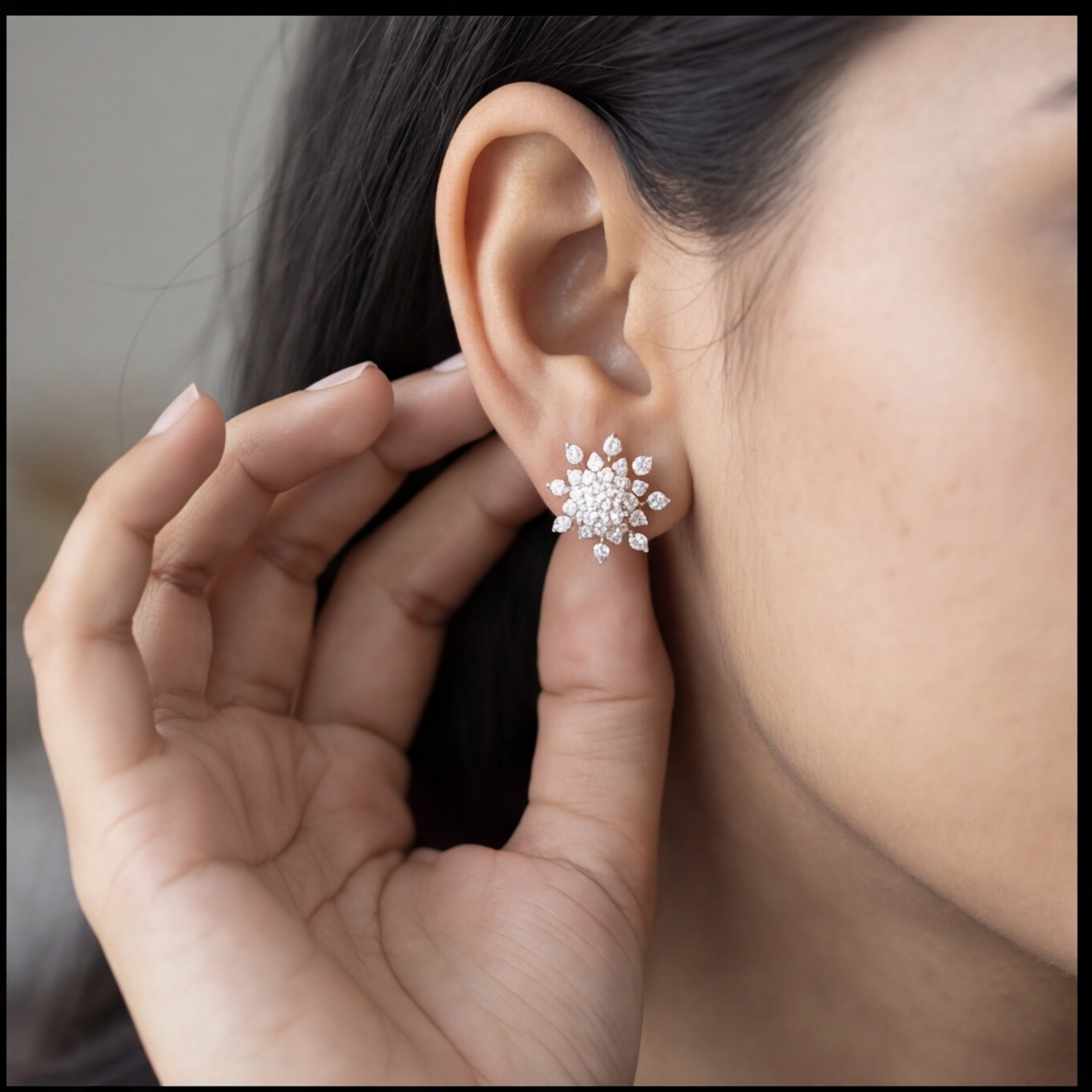 0.80 Ct. Lab Grown Diamond Round Cut Cluster Earrings (EF-VS)