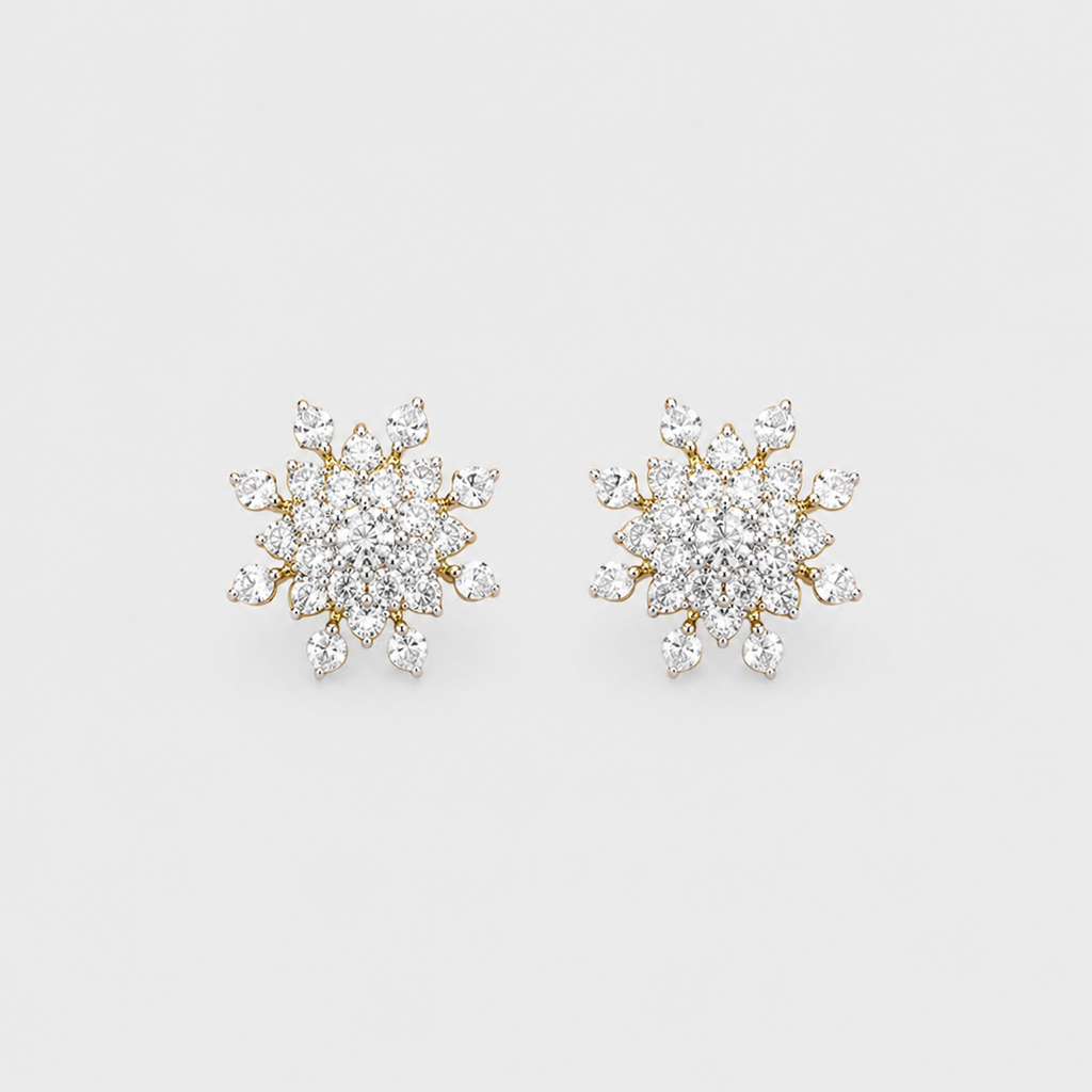 0.80 Ct. Lab Grown Diamond Round Cut Cluster Earrings (EF-VS)
