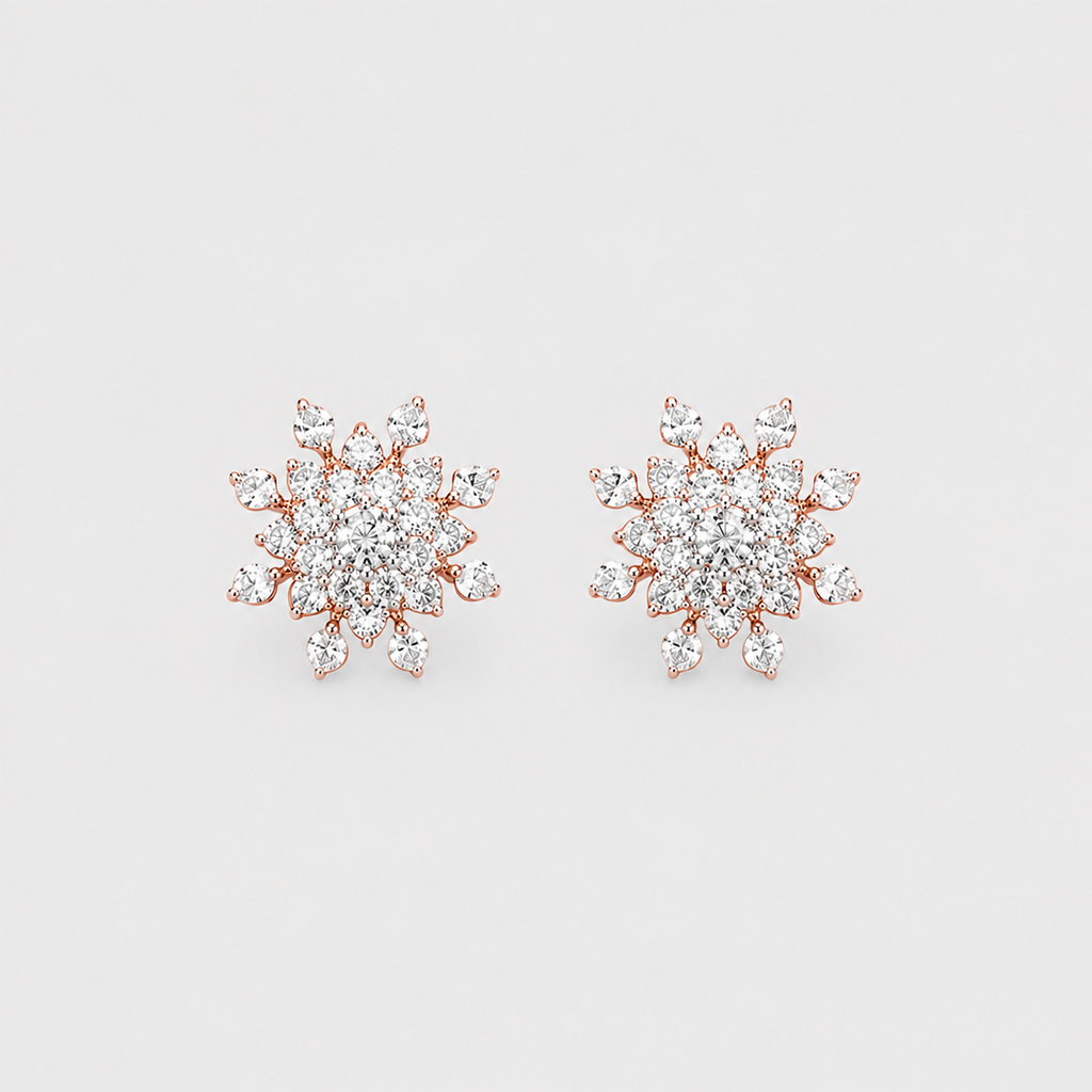 0.80 Ct. Lab Grown Diamond Round Cut Cluster Earrings (EF-VS)