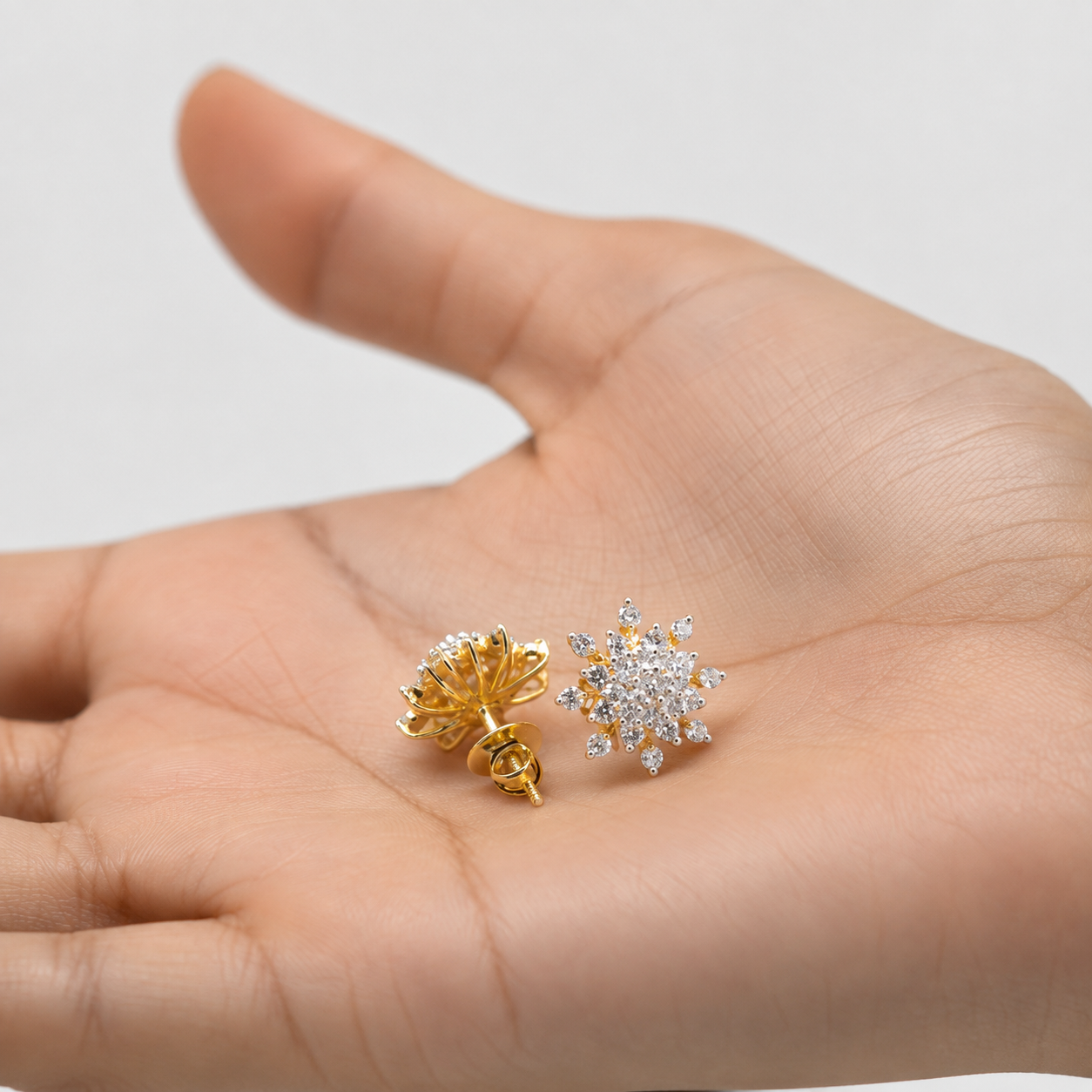 0.80 Ct. Lab Grown Diamond Round Cut Cluster Earrings (EF-VS)