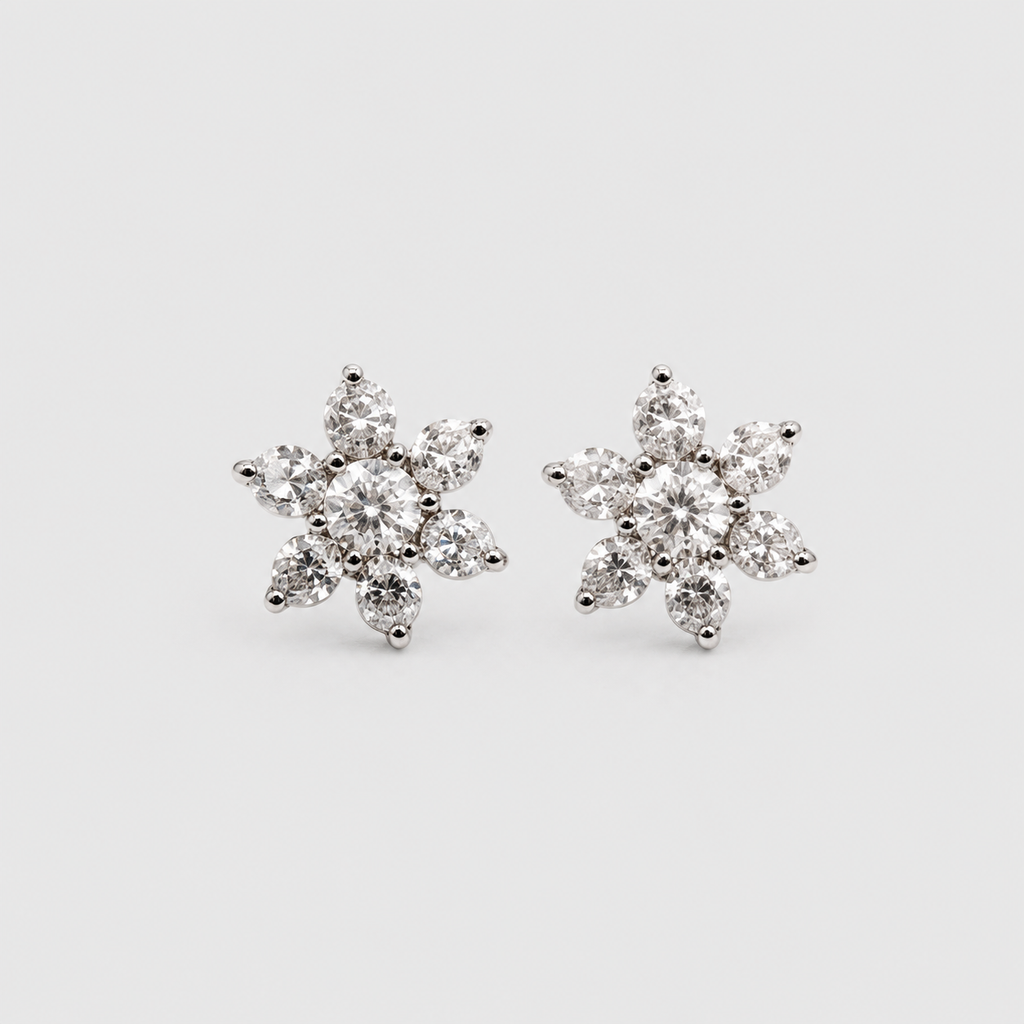 0.30 Ct. Lab-Grown Diamond Round Cut Flower Earrings (EF-VS)