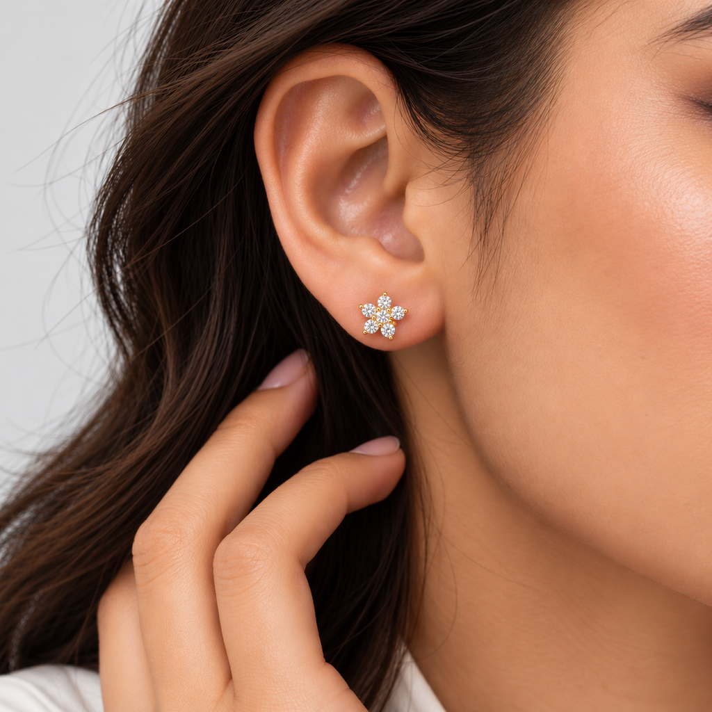 Lab Grown Diamond Round Cut Cluster Earrings 0.25 Ct. (EF/VVS-VS)