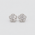 Floral diamond cluster stud earrings in white gold