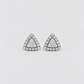 Triangular cluster diamond stud earrings for women in white gold