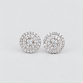 Round cluster diamond halo white gold stud earrings for women