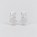 Women's cluster diamond white gold stud earrings featuring a flower design and secure screw-back closures.