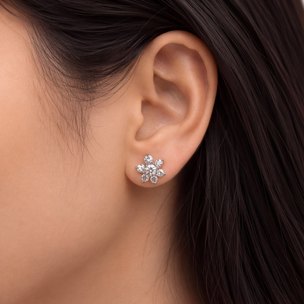 0.30 Ct. Lab-Grown Diamond Round Cut Flower Earrings (EF-VS)