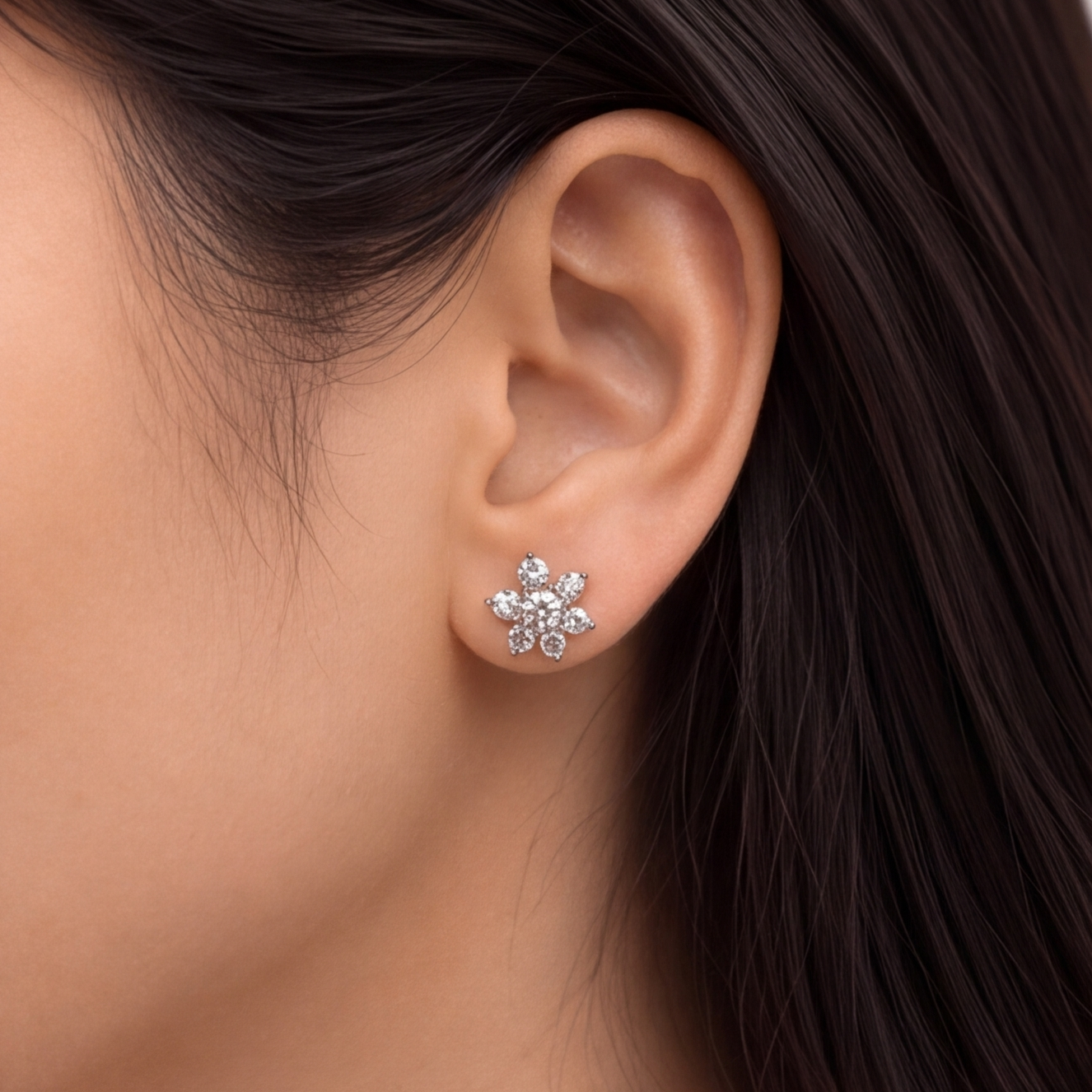 0.30 Ct. Lab-Grown Diamond Round Cut Flower Earrings (EF-VS)