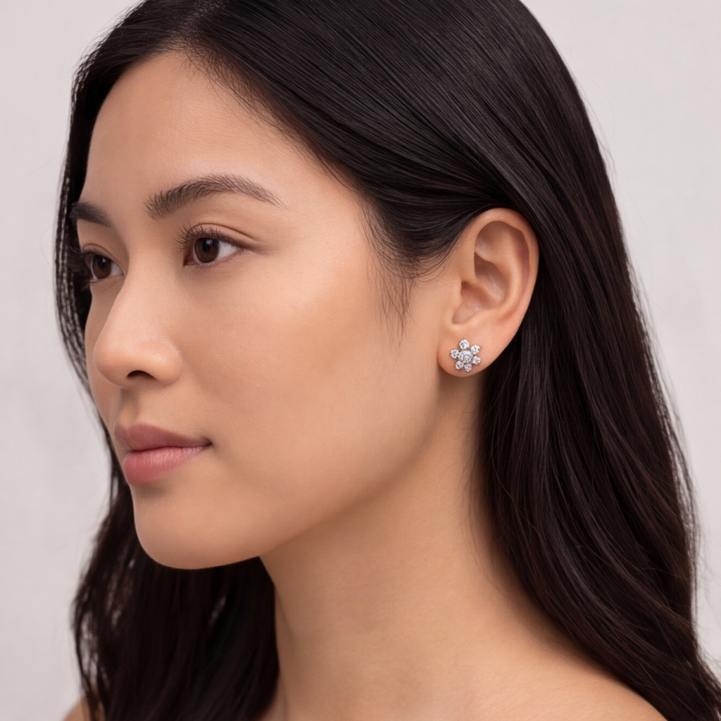 0.30 Ct. Lab-Grown Diamond Round Cut Flower Earrings (EF-VS)