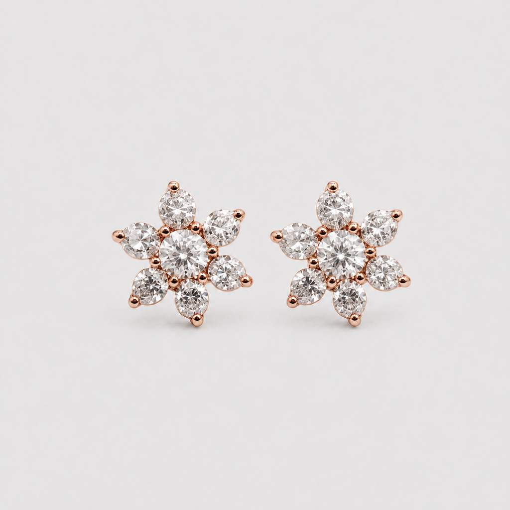 0.30 Ct. Lab-Grown Diamond Round Cut Flower Earrings (EF-VS)