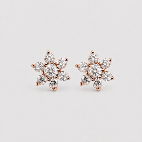 0.30 Ct. Lab-Grown Diamond Round Cut Flower Earrings (EF-VS)