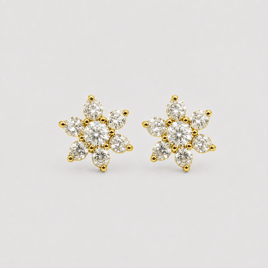 0.30 Ct. Lab-Grown Diamond Round Cut Flower Earrings (EF-VS)