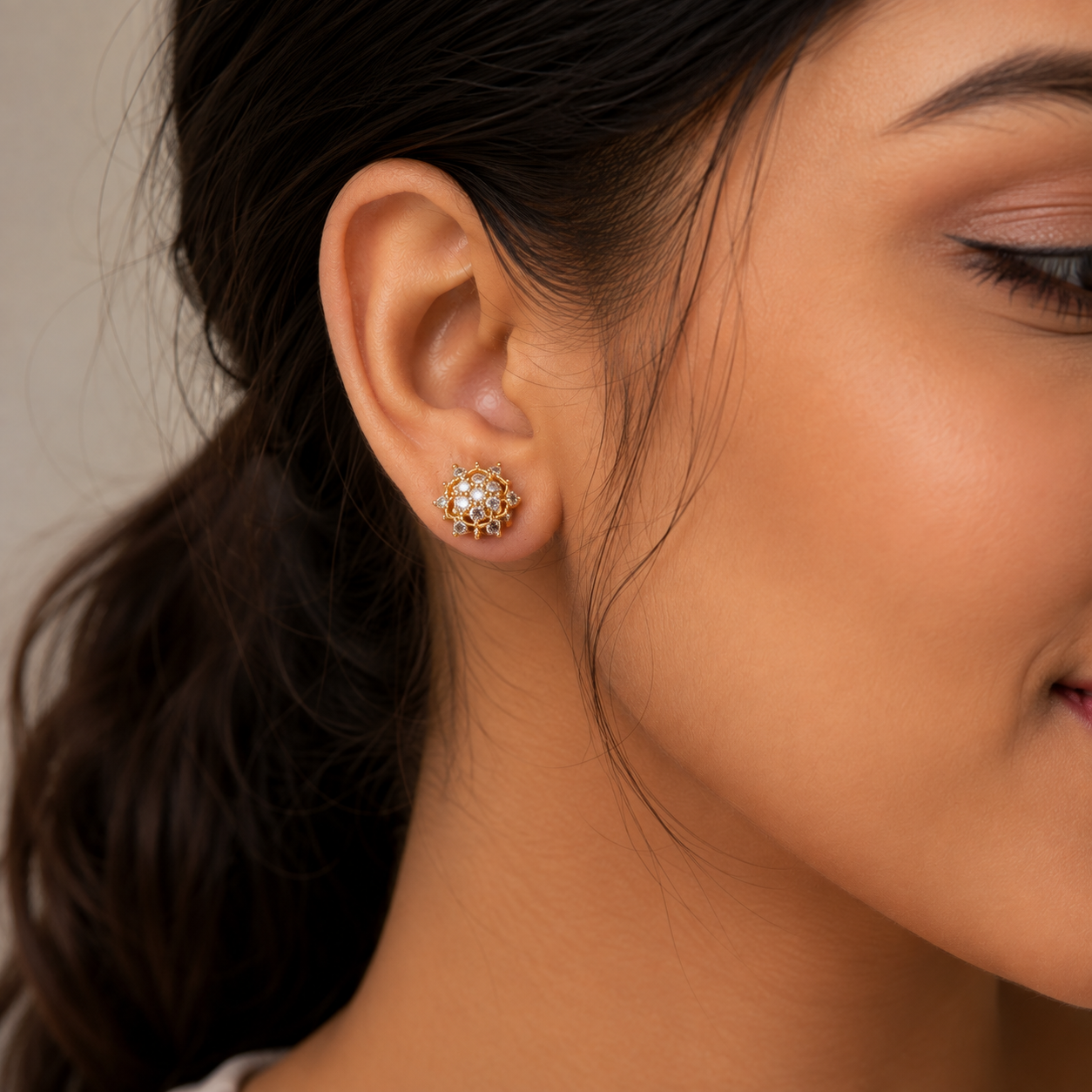 Lab Grown Diamond Round Cut 0.50 Ct. Cluster Studs Earrings (VS-EF)
