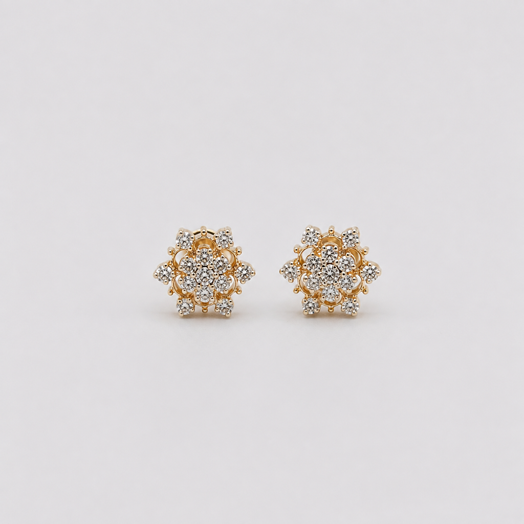 Lab Grown Diamond Round Cut 0.50 Ct. Cluster Studs Earrings (VS-EF)