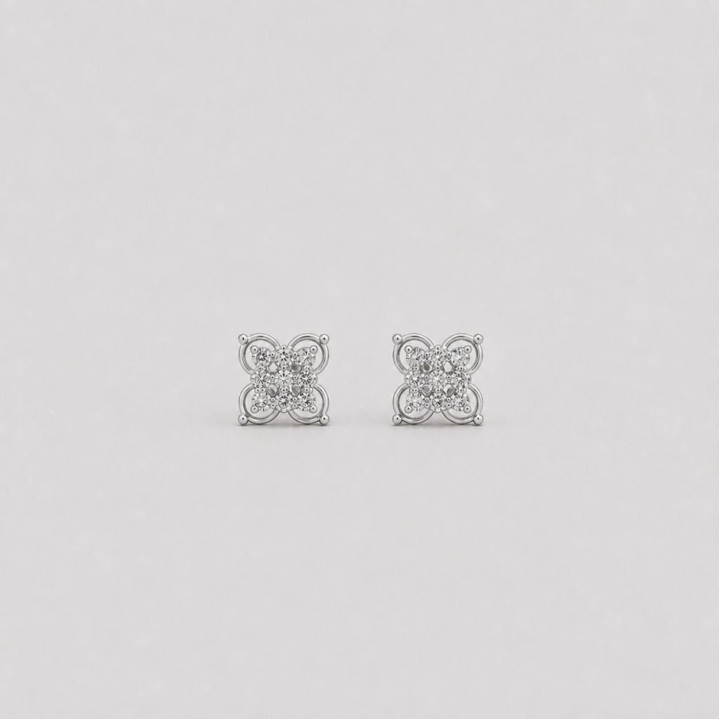 Round Cut Lab Grown Diamond Cluster Stud Earrings 0.30 Ct. (VS-EF)