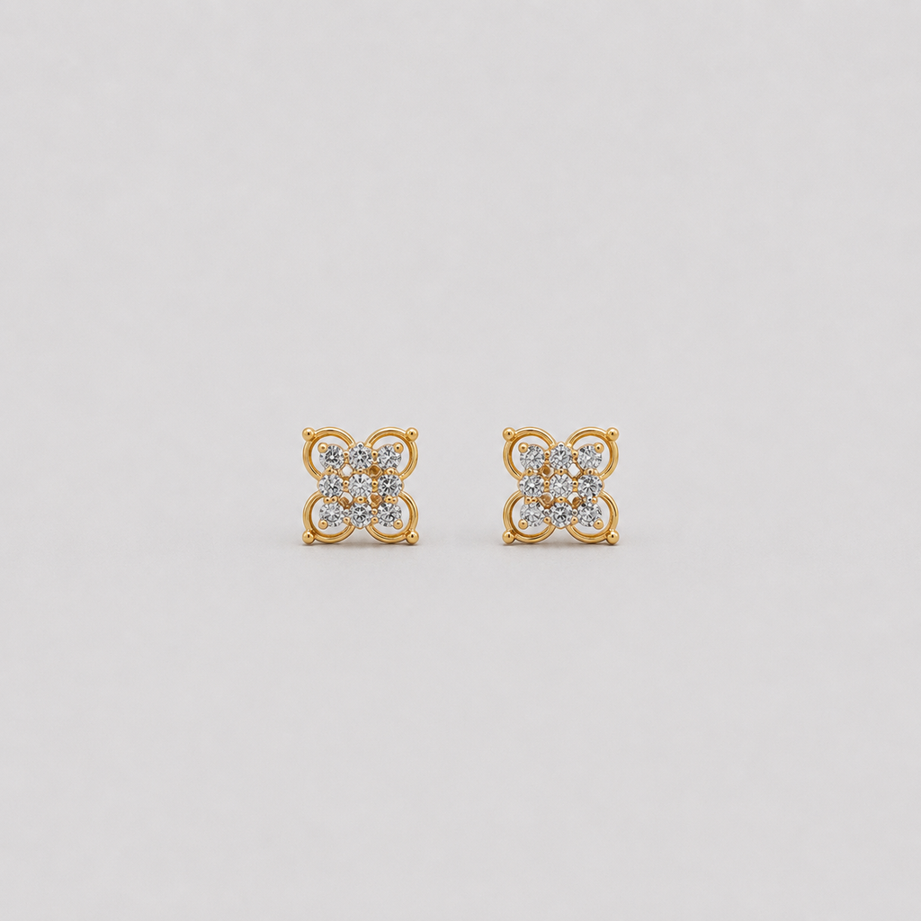 Round Cut Lab Grown Diamond Cluster Stud Earrings 0.30 Ct. (VS-EF)