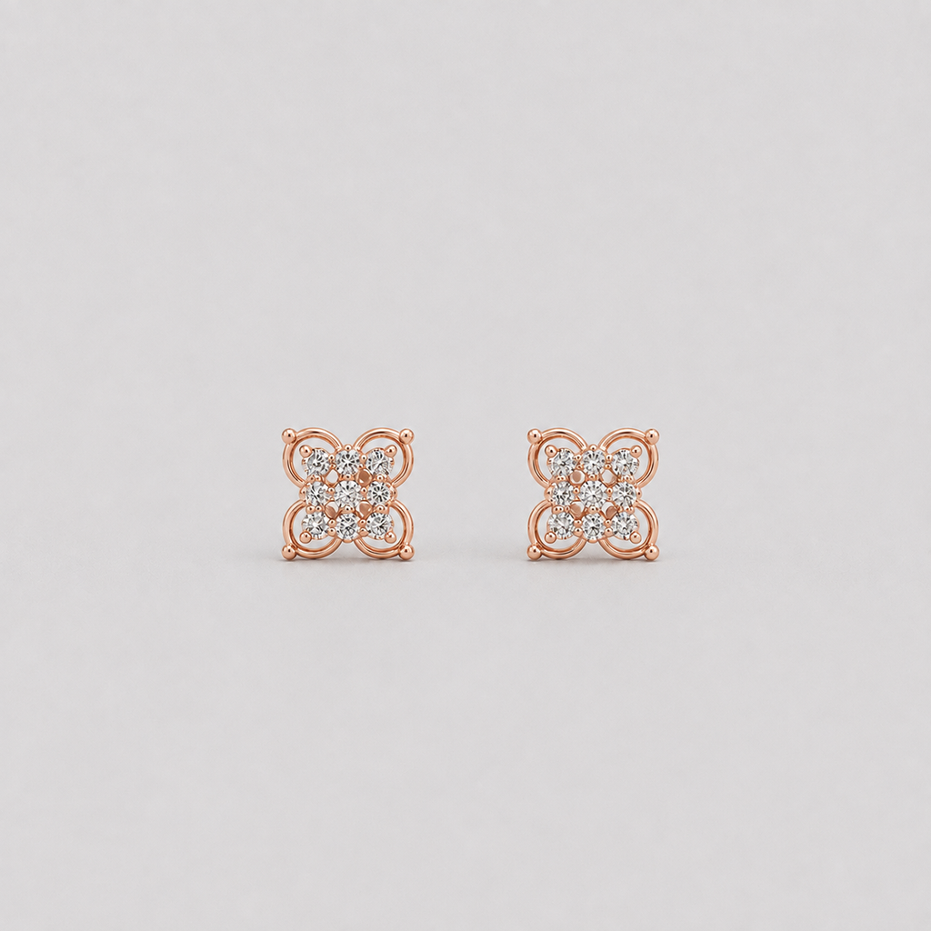 Round Cut Lab Grown Diamond Cluster Stud Earrings 0.30 Ct. (VS-EF)