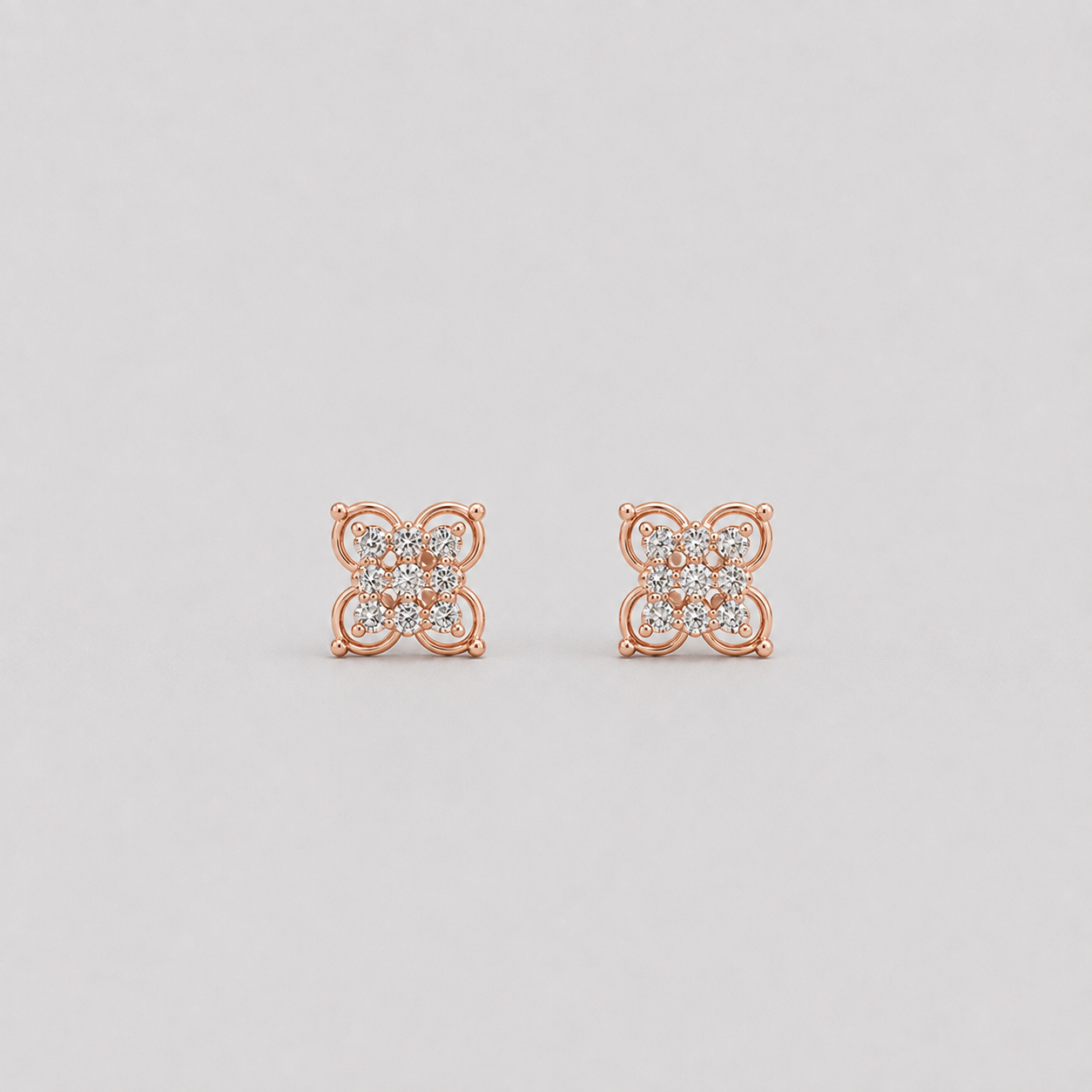 Round Cut Lab Grown Diamond Cluster Stud Earrings 0.30 Ct. (VS-EF)