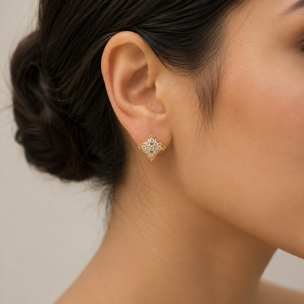 Round Cut Lab Grown Diamond Cluster Stud Earrings 0.30 Ct. (VS-EF)