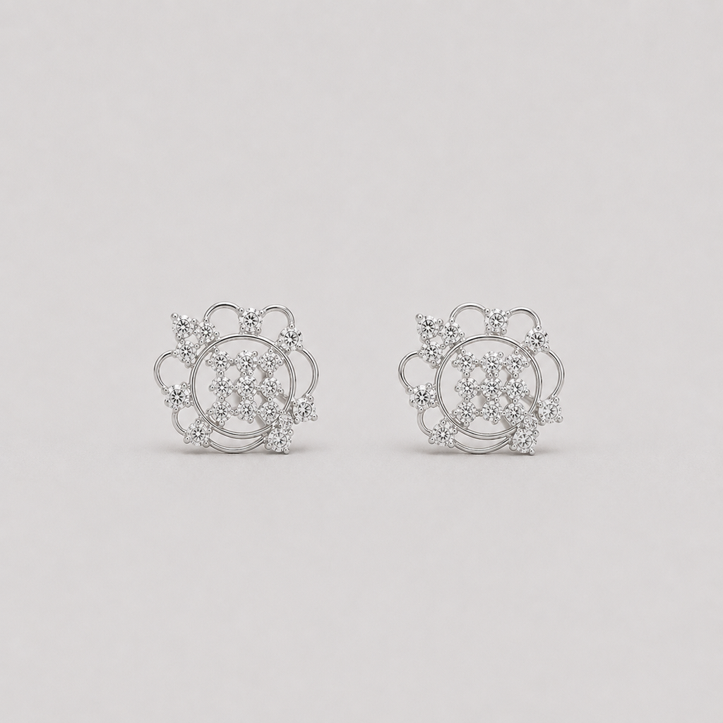 1.5 Ct. Round Cut Lab Grown Diamond Cluster Stud Earrings (VS-EF)