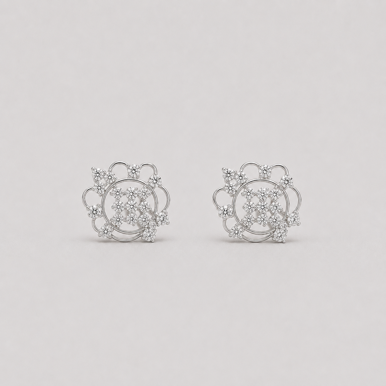 1.5 Ct. Round Cut Lab Grown Diamond Cluster Stud Earrings (VS-EF)