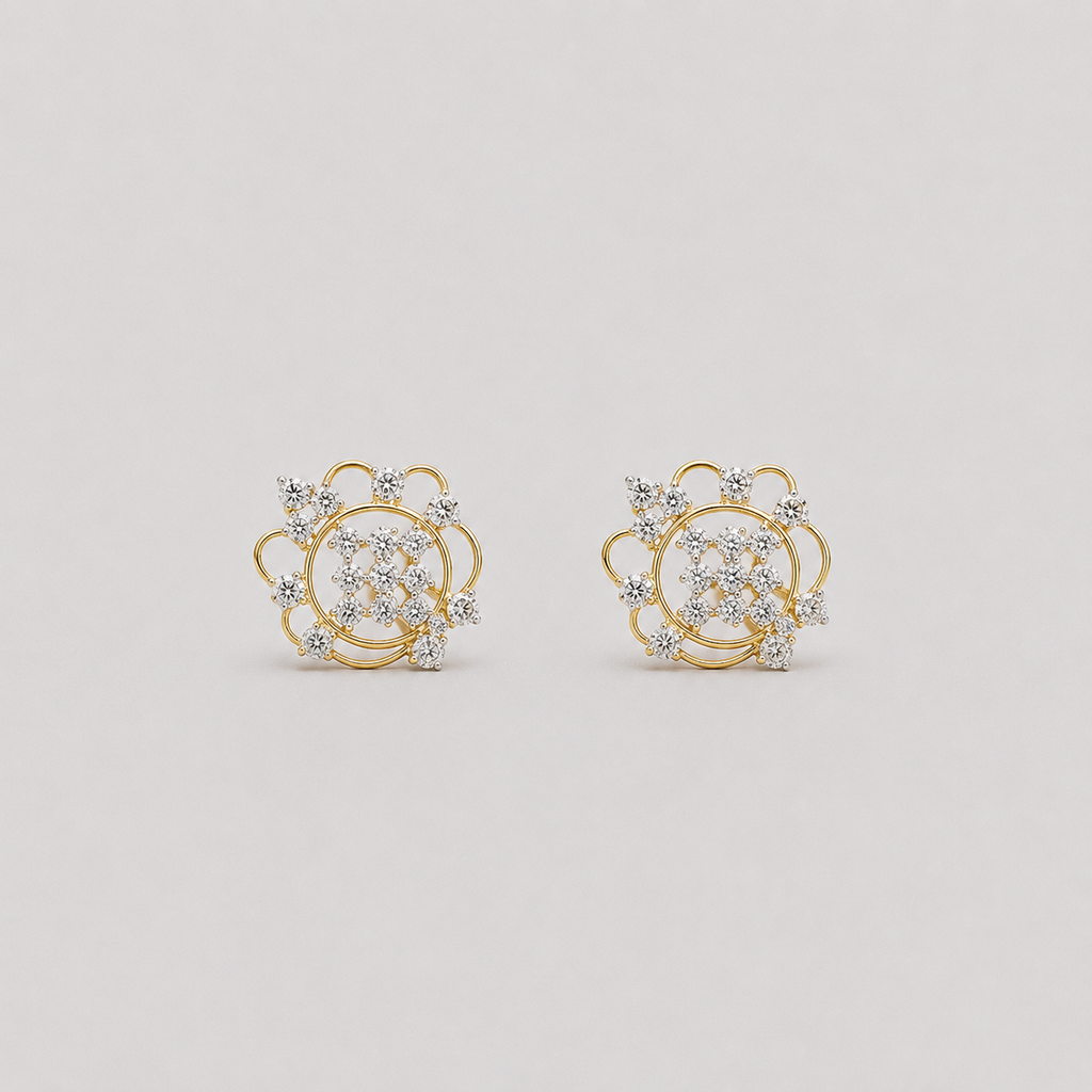 1.5 Ct. Round Cut Lab Grown Diamond Cluster Stud Earrings (VS-EF)